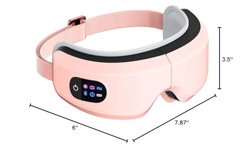 TLINNA Eye Massager with Airbag Kneading,Constant Temperature Hot Compress, Multi-Frequency Vibration and Bluetooth Music (Pink, Large)