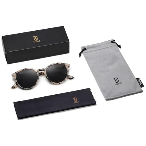 SOJOS Retro Round Polarized Sunglasses for Women Men Classic Vintage Sunnies SJ2069