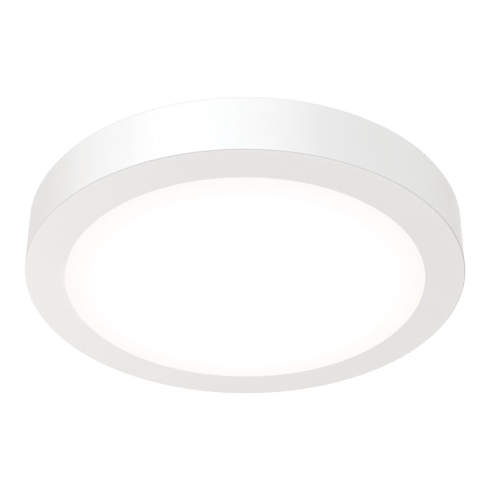 Juno Slim Basics 6 Inch Led Ceiling Light  Low Profile Surface Mount Downlight For Shower Or Closet Lighting  3000K/4000K/5000K Selectable White Light  Edged Trim  Wet Rated  Matte White