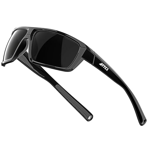 ATTCL Polarized Sunglasses Men for Fishing: UV Protection Lightweight TR90 Sports Wrap Sun Glasses Driving Golf Running