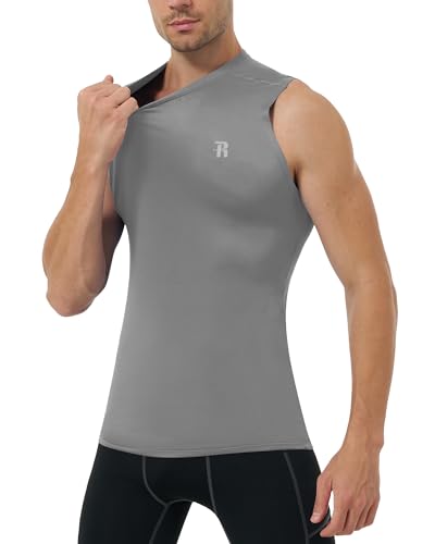 Runhit Mens Sleeveless Compression Shirt Workout Muscle Tank Top Quick Dry Athletic Base Layer Undershirt for Basketball