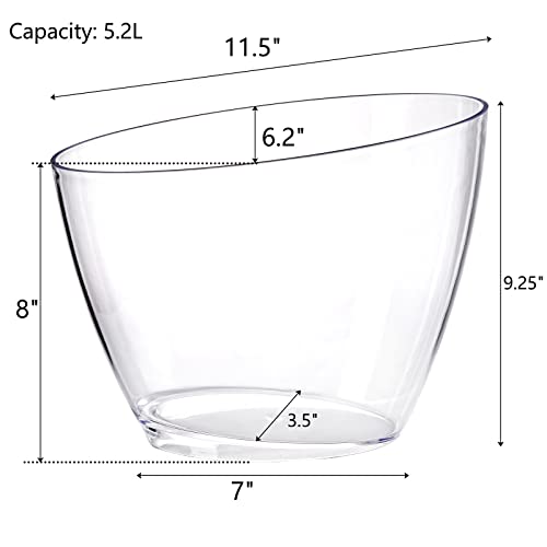 Lawei 2 Pack Acrylic Ice Bucket, 5.2L Clear Plastic Champagne Wine Bucket Chiller, Oval Bar Ice Cooler Container, Food Gra...