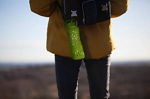 Top&Top 25oz Glass Water Bottles with Straw Cap – Wide Mouth Sports Water Bottles with Protective Silicone Sleeve + 3 Reusable Different Leak-Proof Lids (BPA Free) for Fitness and Outdoor (Yellow)