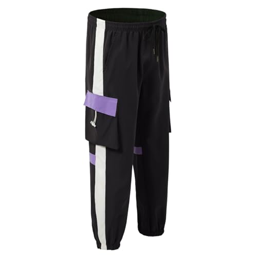 Mens Jogger Cargo Pants Baggy Casual Elastic Waisted Tapered Sweatpants Drawstring Athletic Workout Pants with Multi Pockets