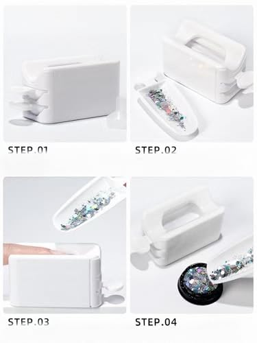 Chunmeng White Nail Powder Recycling Box With Scoop Nail Art Box Nail Art Accessories Makeup Tool Powder Glitter Saver Nai...