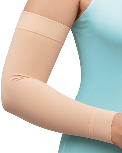 KEMFORD Compression Lymphedema Arm Sleeves for Women - 1 Pair, Black - Medical Arm Brace for Swelling, Edema, Circulation