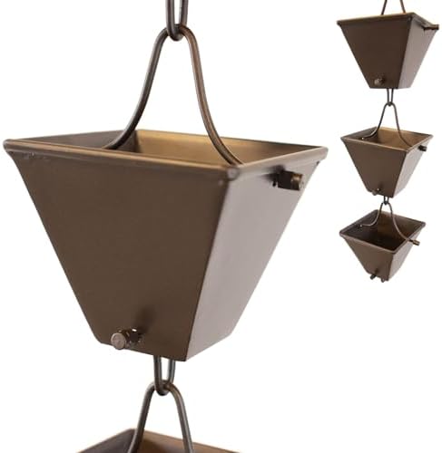Nutshell Stores Medium Square Cups Rain Chain - Bronze - 15 Feet