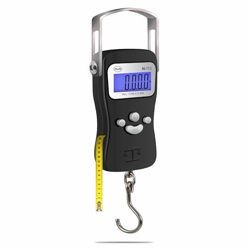 AWS Digital Luggage Scale, Fish Weighing Scale, Hanging Scale 110lb/50kg – Die-Cast Metal Construction, Built-in Tape Meas...