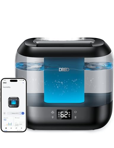 Dreo Smart Humidifiers for Bedroom, Top Fill 4L Supersized Humidifier Large Room with 28 dB, 36H Runtime, Touch/APP/Voice ...