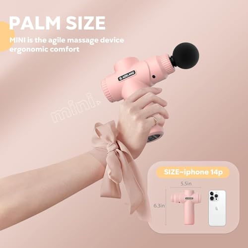 AERLANG Mini Massage Gun-Pink，Muscle Deep Tissue Massager Gun, Handheld Percussion Massager, Portable Quiet Massage Gun wi...