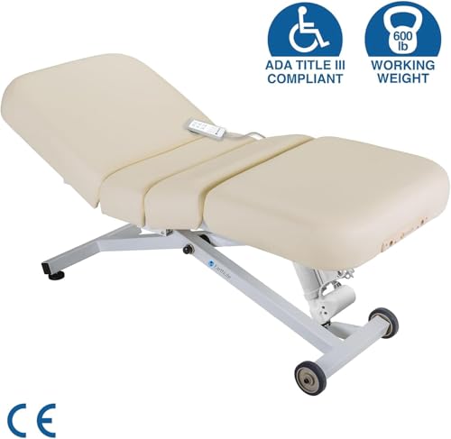 EarthLite Ellora Electric Lift Salon Massage Table, Manual Tilt, Made in USA, 32" x 73", Vanilla Crème