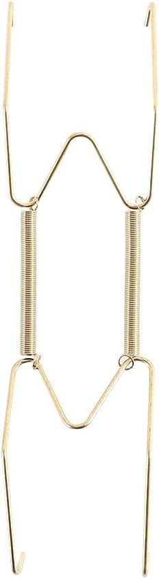 Gold Plate Dish Hanger Dismountable Wall Display Securing Clip W Type Dish Spring Holder Invisible Hook Home Decor Vertical Plate Holders (6 Inch)