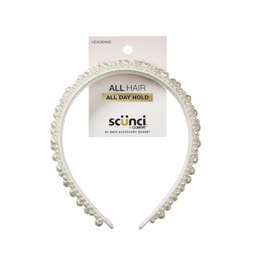 CONAIR Scunci Pearl Headband - ideal for all occasions- fashionable and trendy nonslip head band- hair accessories for wom...