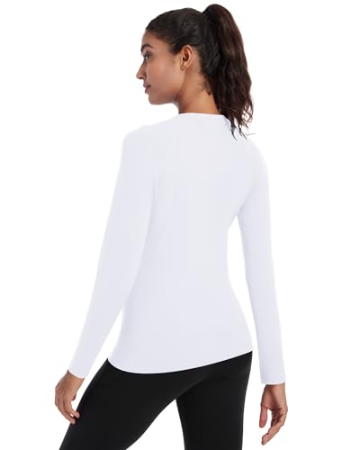 Runhit Thermal Shirts for Women Long Sleeve Compression Tops Fleece Lined Athletic Workout Soft Base Layer Cold Weather
