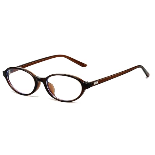 SUNBSR Retro Oval Glasses for Women Men Vintage Oval 90s Blue Light Glasses Y2K Small Face Fake Eyeglasses