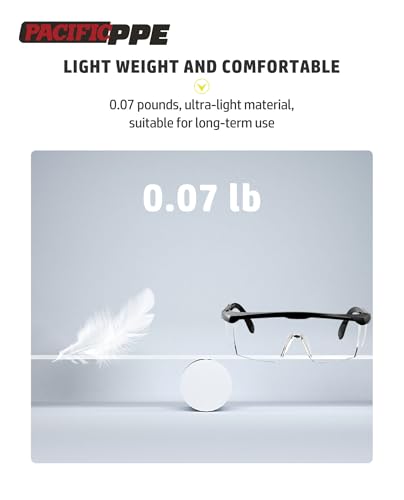 PACIFIC PPE 2 Pack Safety Glasses for Men and Women, ANSI Z87 Anti-fog Eyewear with Scratch Resistant Clear Wraparound Len...