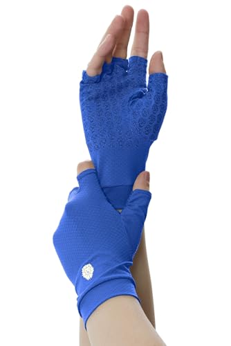PIQIDIG Men's Women's SPF Fingerless Gloves Mittens Sun Protection Unisex Driving Gloves UPF 50+ With Silicone Gel