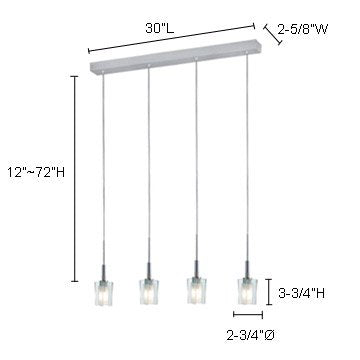Jesco Lighting Pd301-4 Akina 4-Light Pendant, Satin Nickel, Metal, 140W