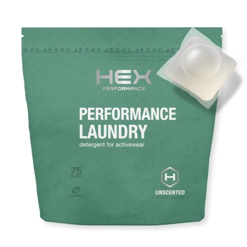 HEX Performance Laundry Detergent Packs for Activewear & Technical Fabrics, Deep Odor & Sweat Removal Without Fragrance, E...