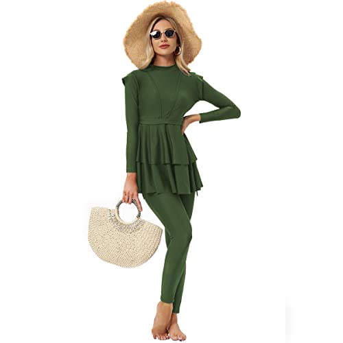 Muslim Swimsuits for Women Modest Islamic Swimwear Burkini Full Cover Hijab Top Pants with Swimming Cap Bathing Suits