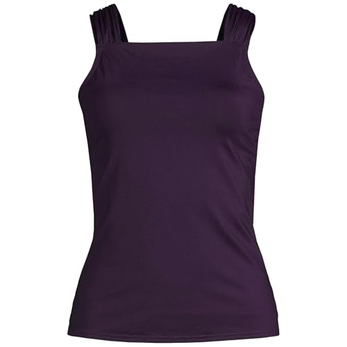 Lands' End Women's Chlorine Resistant Cap Sleeve High Neck Tankini Swimsuit Top