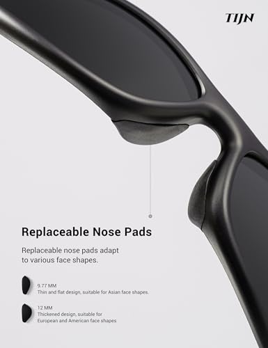TIJN Sports Sunglasses for Men Women UV400 Wraparound Cycling Running Golf Motorcycle Glasses, Large Outdoor Shades, Vanta