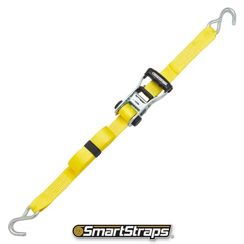SmartStraps 14’ Ratchet Straps, 2 Pack –5,000lbs Break Strength, 1,667lbs Safe Work Load –Commercial Tie Down Straps for H...