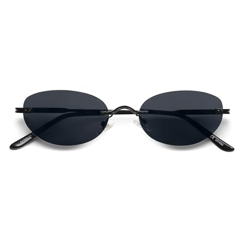 SOJOS Retro Small Oval Sunglasses Womens Trendy Rimless Sun Glasses Vintage Narrow Shades SJ1242