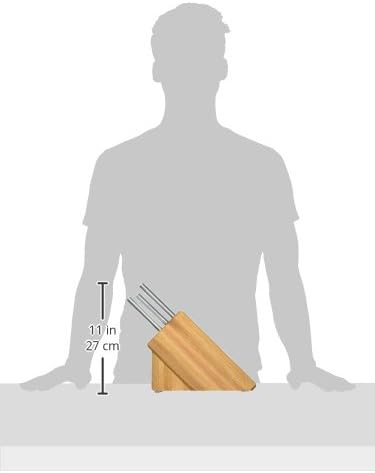 Rada Cutlery Essential Oak Block Set (S58), Stainless Steel Hollow Ground Blades, Made in USA, Silver Handles