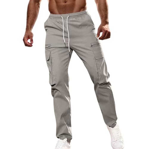 Baggy Pants for Men Drawstring Elastic Waist Fashion Parachute Cargo Pants Straight Leg Athletic Lightweight Joggers Trousers