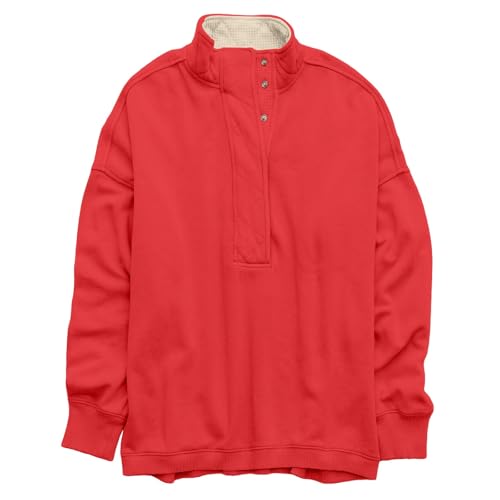 Oversized Sweatshirt for Women Casual Button Henley Neck Pullover Tops Fashion Y2K Sweatshirt Winter Clothes