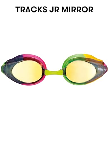ARENA Tracks Unisex Junior Youth Essential Racing Swim Goggles Kids Swimmers Young Racers Anti-Fog Coated Mirror Lens, Vio...