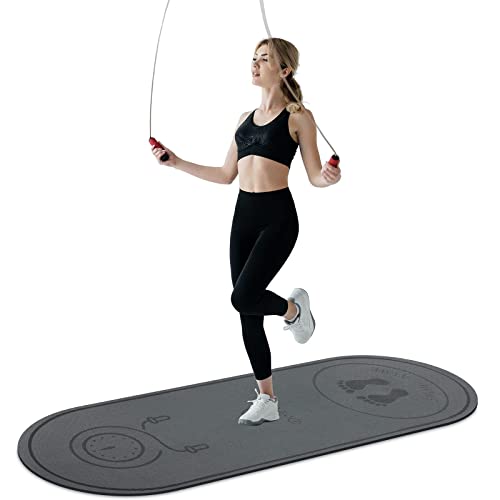 dofopo Jump Rope Mat 71"/63"x24" Larger Non-Slip Indoor Outdoor Exercise Fitness Mat, High-Density Workout Shock Absorptio...