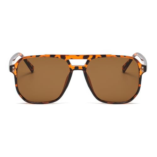 boqopod Retro Square Aviator Sunglasses Women Men UV400 Vintage Trendy Rivet Narrow Frame Sun Glasses SG97113