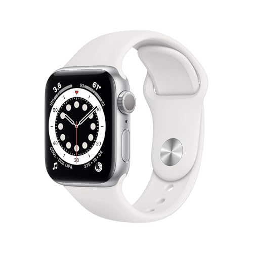 Apple Watch Series 6 (GPS, 40mm) - Silver Aluminum Case with White Sport Band (Renewed)