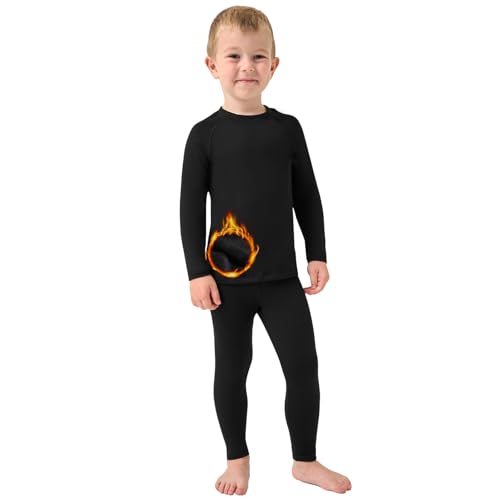 PUMYOON 2T-6Y Fleece Lined Toddler Thermal Set, Thermal Underwear for Kids Toddler Base Layer Shirt for Boys Girls