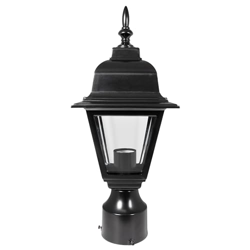 Design House Maple Street Outdoor Post Top Light With 3-Inch Pier Base Mount Fitter  Black  590307