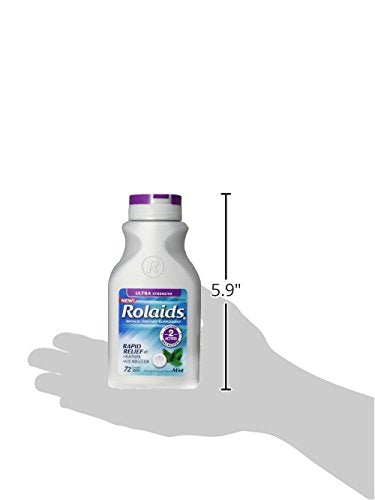Rolaids Ultra Strength Antacid Chewable Tablets, Mint, 72-Count (Pack of 2)
