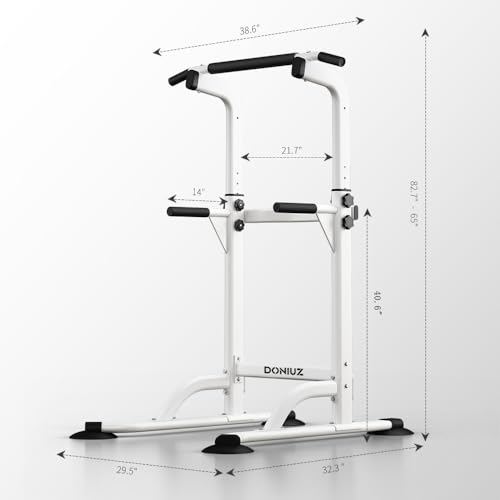 DONIUZ Power Tower Pull Up Bar and Dip Station, Multi-Function Home Gym, Strength Training Fitness Equipment, Height Adjus...