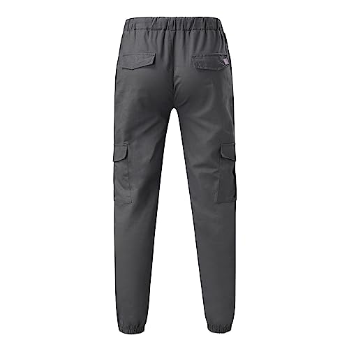 Mens Casual Cargo Pants Fashion Baggy Workout Joggers Straight Leg Pants Soft Drawstring Elastic Waistband Hiking Trousers