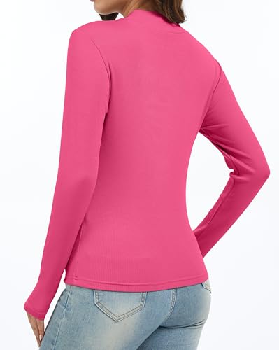Jeqeocafy Women's Knitted Rib Mock Neck Long Sleeve Tshirt Fall Fashion Basic Thermal Underwear Tops Winter Clothes 2026
