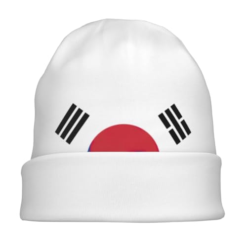 sackhg Flag of Republic of Korea Print Winter Beanie Hat Men Women Soft Lightweight Thermal Cap for Outdoor Skiing Wear Black