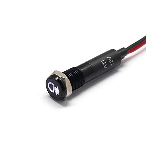 Alpinetech PLB8MS 8mm 12V LED Metal Signal Indicator Pilot Dash Light Fog Light 2 Black Bezel