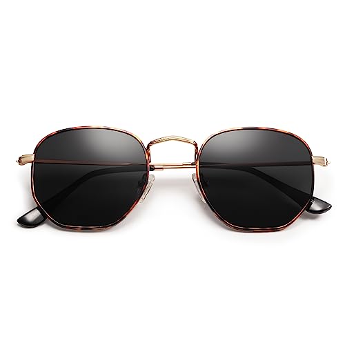 SOJOS Square Polarized Sunglasses for Women Men Small Hexagonal Polygon Shades SJ1072