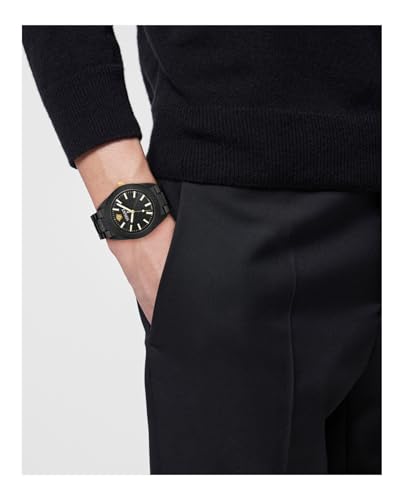 Versace V-Dome Aluminum Collection Luxury Mens Watch Timepieces with a Black Bracelet, Case and Dial