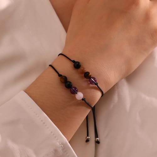 Korotho Empath Protection Bracelet Empath Bracelets Gifts for Her Natural Healing Crystal Beaded Bracelet, Tourmaline, Ame...