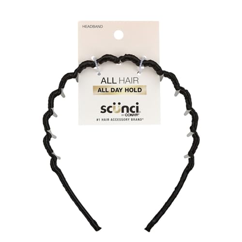 Scunci by Conair Effortless Beauty Zig Zag headband - hair accessories for women - hairpin headband - black headband - 1 C...