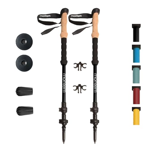 Montem Ultra Light 100% Carbon Fiber Trekking, Walking, and Hiking Poles - One Pair (2 Poles) - Ultra Light, Quick Lockin...