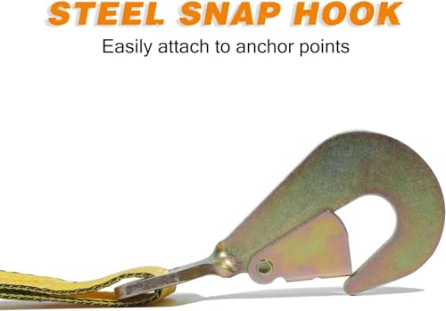 Autofonder Heavy Duty Adjustable Car Tie Down Kit with Snap Hooks -Break Strength 10,000 lbs-Working Load 3333 lbs-2 Inch ...