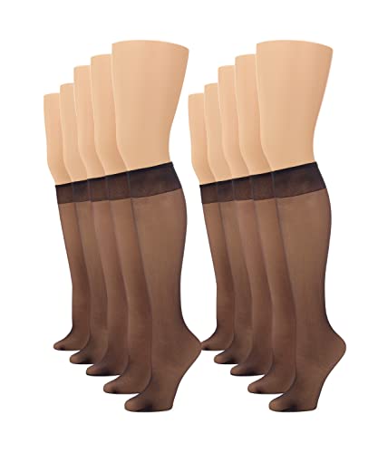 No nonsense Women's Sheer Knee Highs with Comfort Top Nylon Trouser Stockings Value Pack